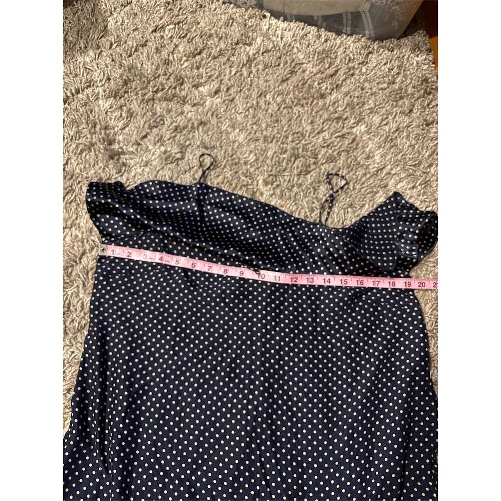 ATM Women's Blue Polka Dot Midi Slip Dress Size L Chic Casual - Picture 5 of 7